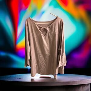 Soft Surroundings Blouse Women‎ 3X Plus Long Sleeve Lilac Stripe Tunic Top NWT